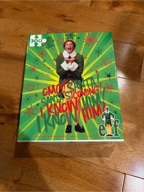 ELF Puzzle with Bright Green and Red Holiday Artwork